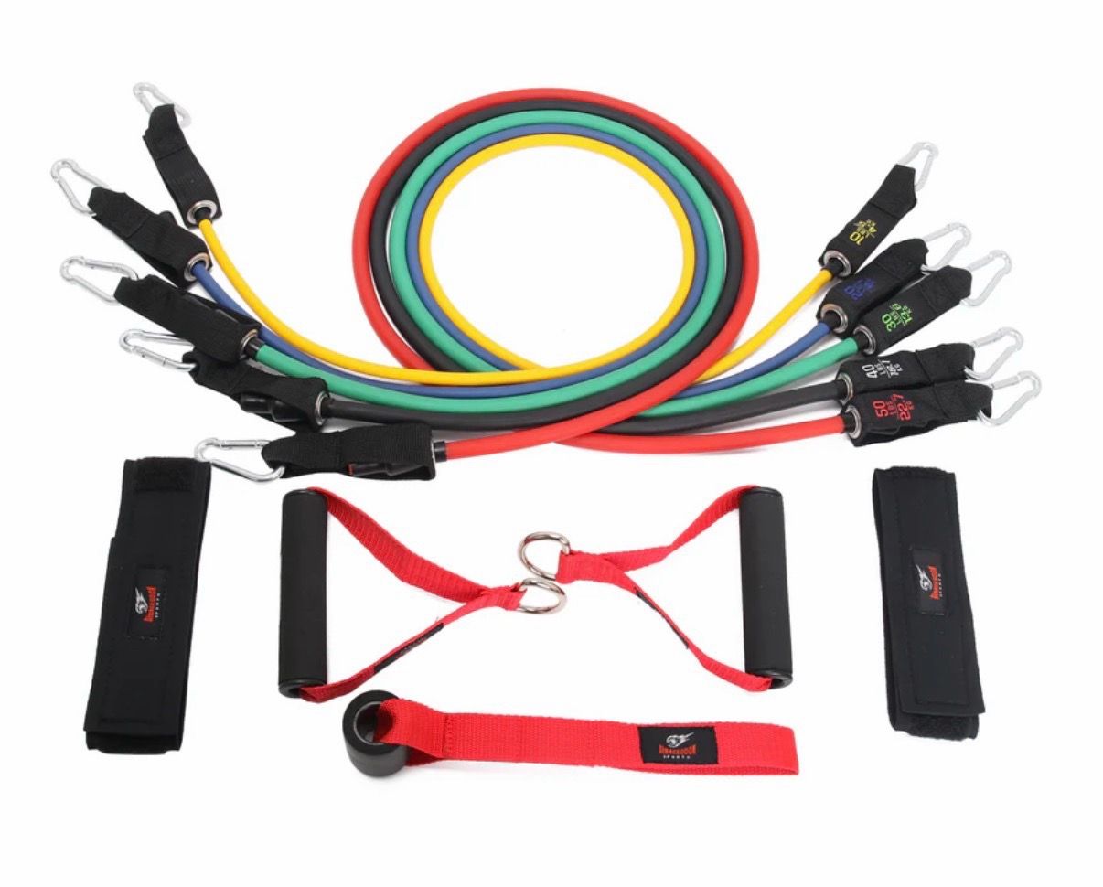 Resistance Bands Set (11pcs) with Handles, Door Anchor, Ankle Straps and Carry Bag Armageddon Sports