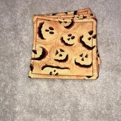 Handmade Machine Sewn Halloween Pattern Set Of 4 Coasters — 4”x4.5”