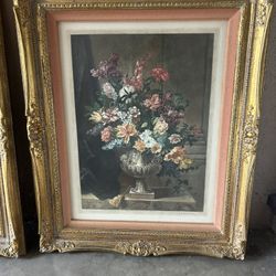 Two Floral Prints Framed
