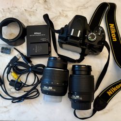 Nikon D3200 24.2 MP CMOS Digital SLR Camera with 18-55mm and 55-200mm VR DX Zoom Lenses Bundle