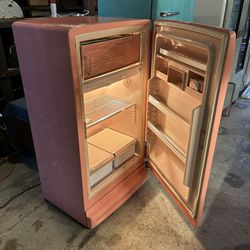 Vintage Refrigerator 1950s Pink General Electric Antique Fridge