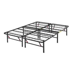 Bed Frame with Storage, Foldable Metal Platform, Sturdy Steel, No Box Spring Needed, 14 inches High, Tool-Free Setup, Full Size, Black