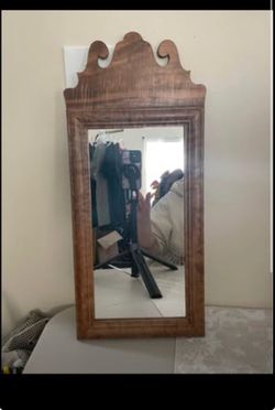 Vintage Tiger Maple Wall Mirror - Large 22" Chippendale Style