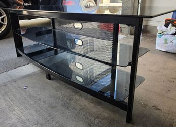Modern 58" Dark Glass TV Stand & Media Console