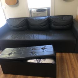 Black Couch And Ottoman 