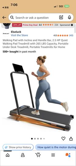 ElseLuck Walking Pad Treadmill with Incline & Handle Bar