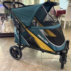 Dog Stroller for Medium Dogs - Easy Fold Dual Entry Pet Stroller with One-Foot Brake, All Terrain Wagon Cart with Large Air Mesh, Ideal for Large Seni