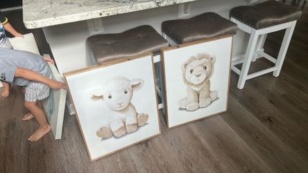 Nursery Room decor of baby lamb and lion