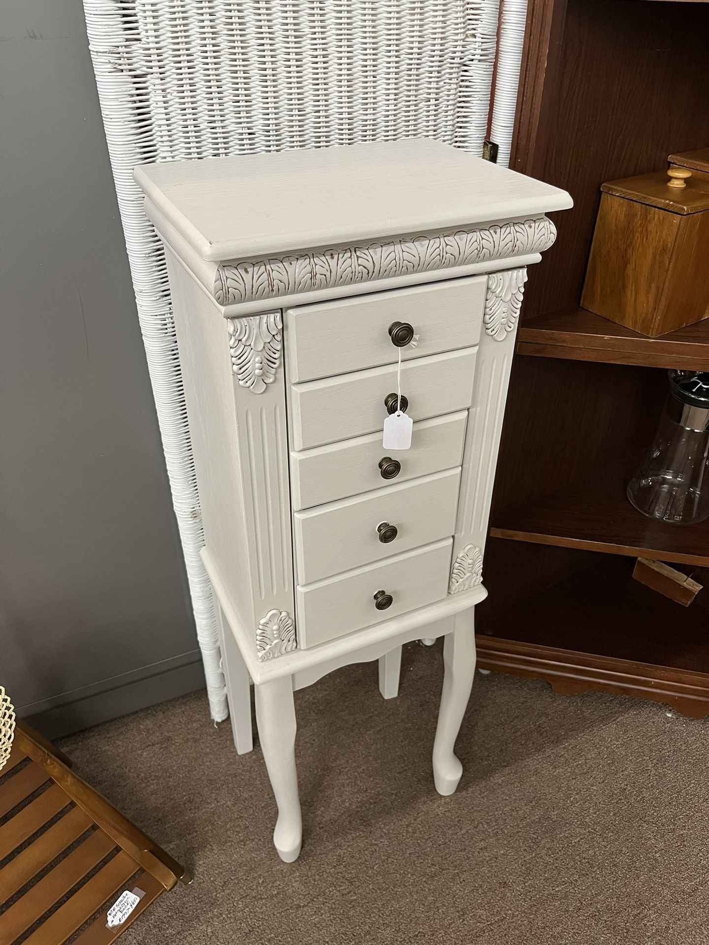 White Painted Jewelry Box Stand