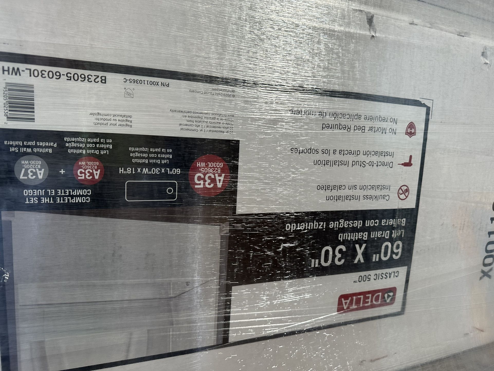 60x30 Left Hand Drain Tub