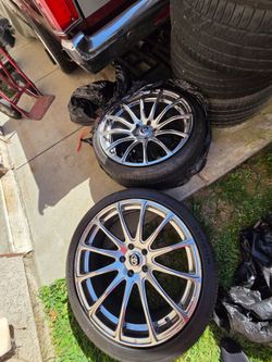 Set of 4 rims. Has curb rash. Tires in great condition looking for  $450