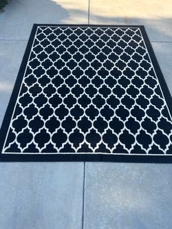 7.5x9.5 Outdoor Rug Black White Moroccan Trellis Area Rug Indoor Patio 90x114