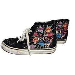 Vans Unisex Sk8-Hi Dia De Los Muertos Day of the Dead Glow in the Dark, Women's Size 8, Men's Size 6.5

