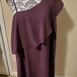 Perfectly Priscilla One Shoulder Eggplant Dress Size 3XL 
