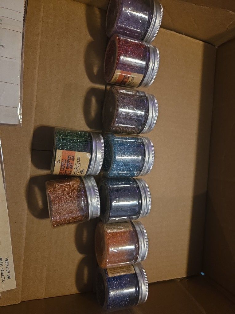 9 New 2oz Jars Of Beads