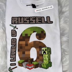 Custom made Minecraft Theme Birthday Boy Shirt 🥳 Order yours with any design