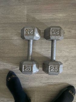 25 lb Cast Iron Hex Dumbbells Pair
