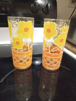 Calver vintage mid century low ball4 glasses