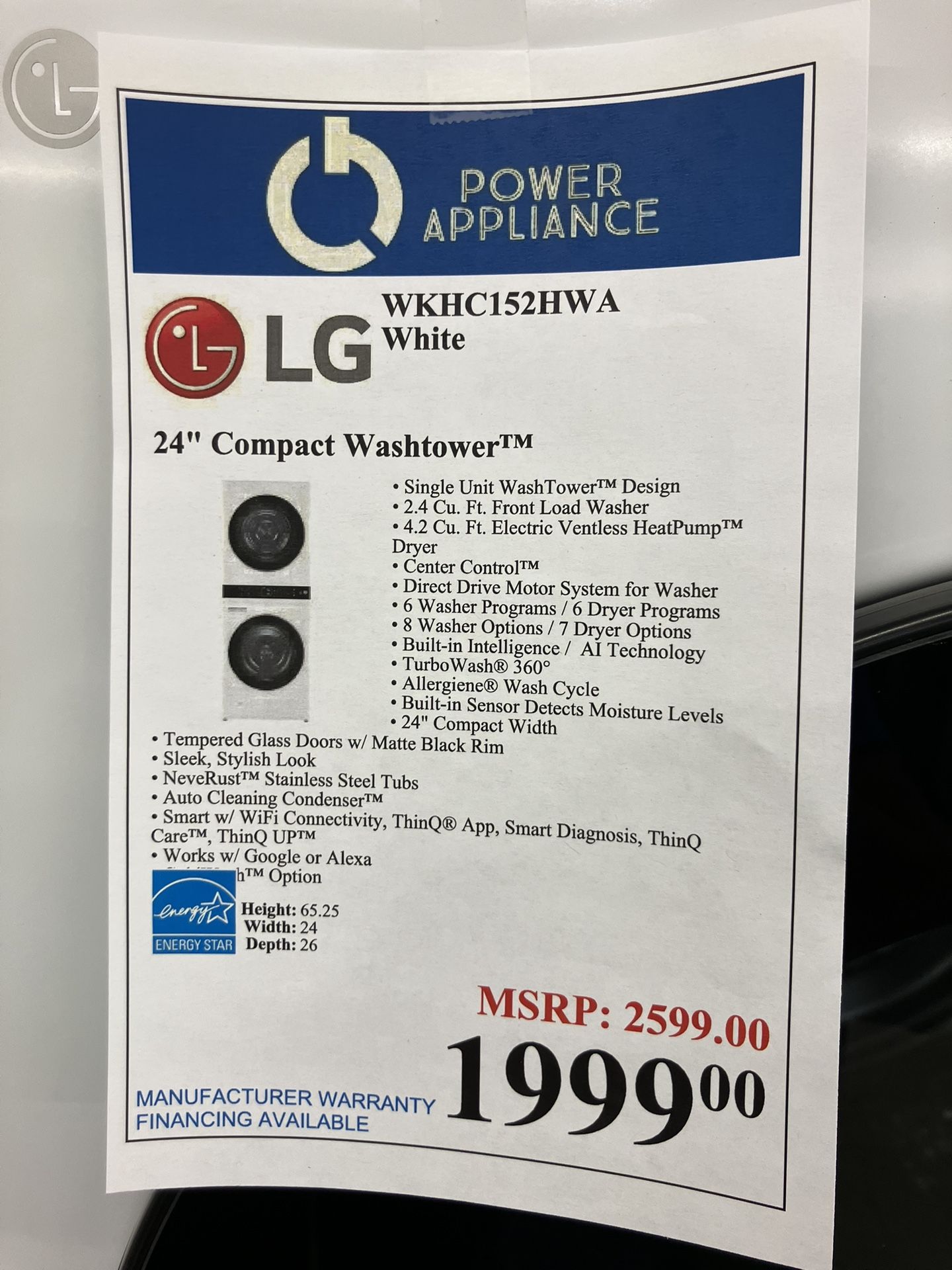 LG 24” Compact Washtower