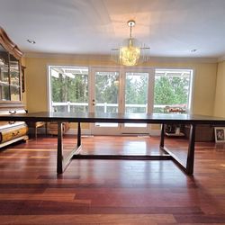 RH dining table [T-Brace Rectangular Extension Dining Table 96”L-132"L]