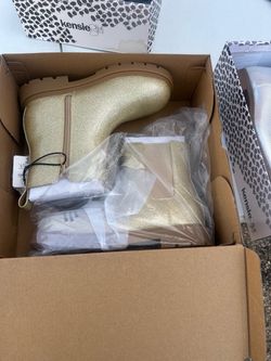 Kensie Girl Gold Glitter Chelsea Boots