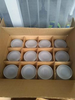 NEW BOX of 10 frosted candle holders with wicks and lids, 16 oz -PICKUP BEFORE AUG 20th