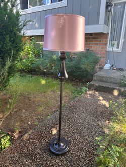 Floor Lamp with Pink Drum Shade