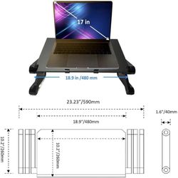 E712 $20 Adjustable Lap Laptop Computer Portable CPU Cooling Fan Ergonomic Vented Table Stand Desk Tray (480 * 260mm with Mouse Pad & Double Fans, Bla