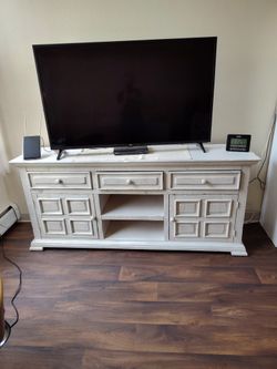 White Wood Cabinet With Weathered Effect