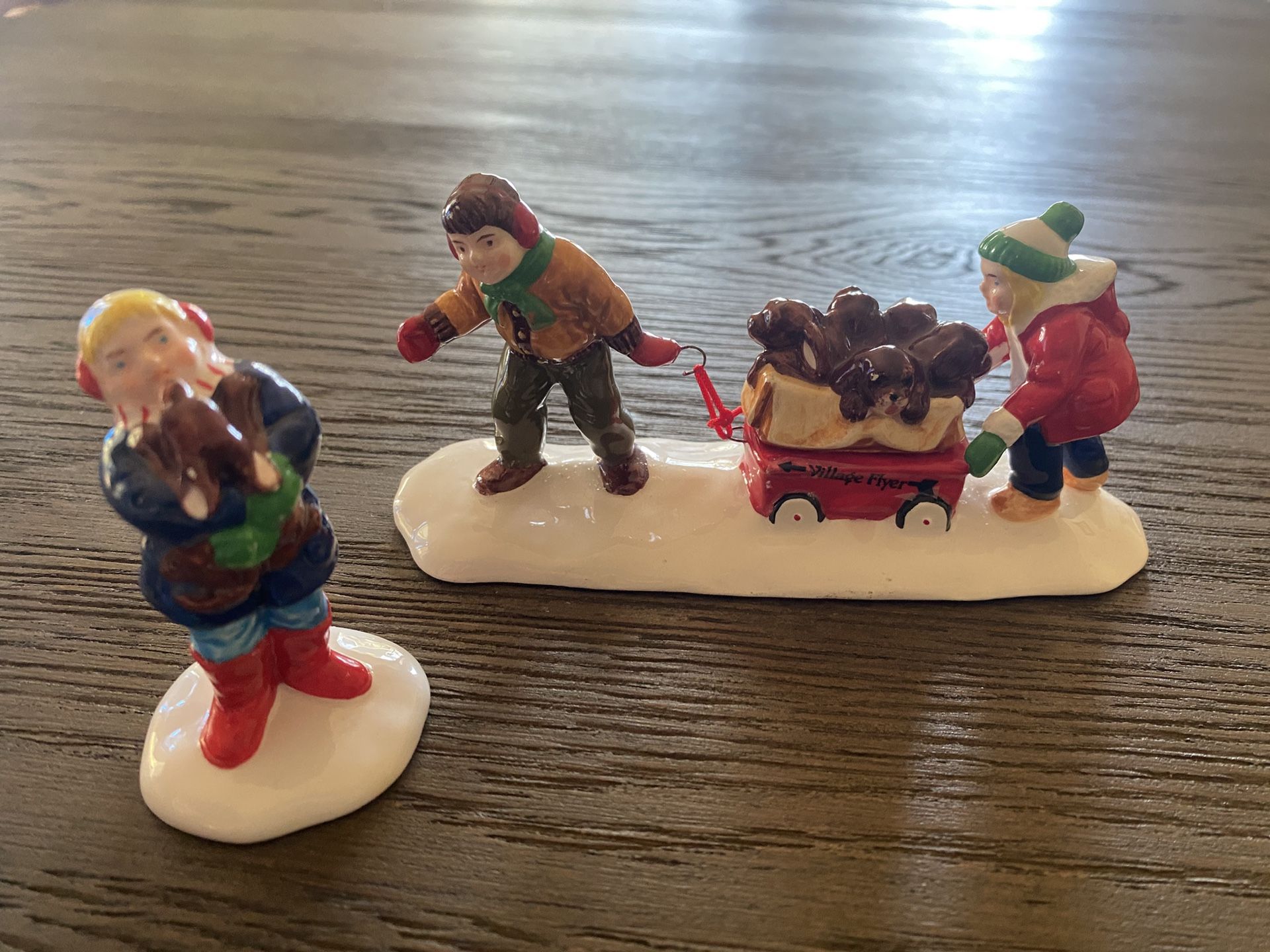 Dept 56 Christmas Puppies Snow Village Set of 2