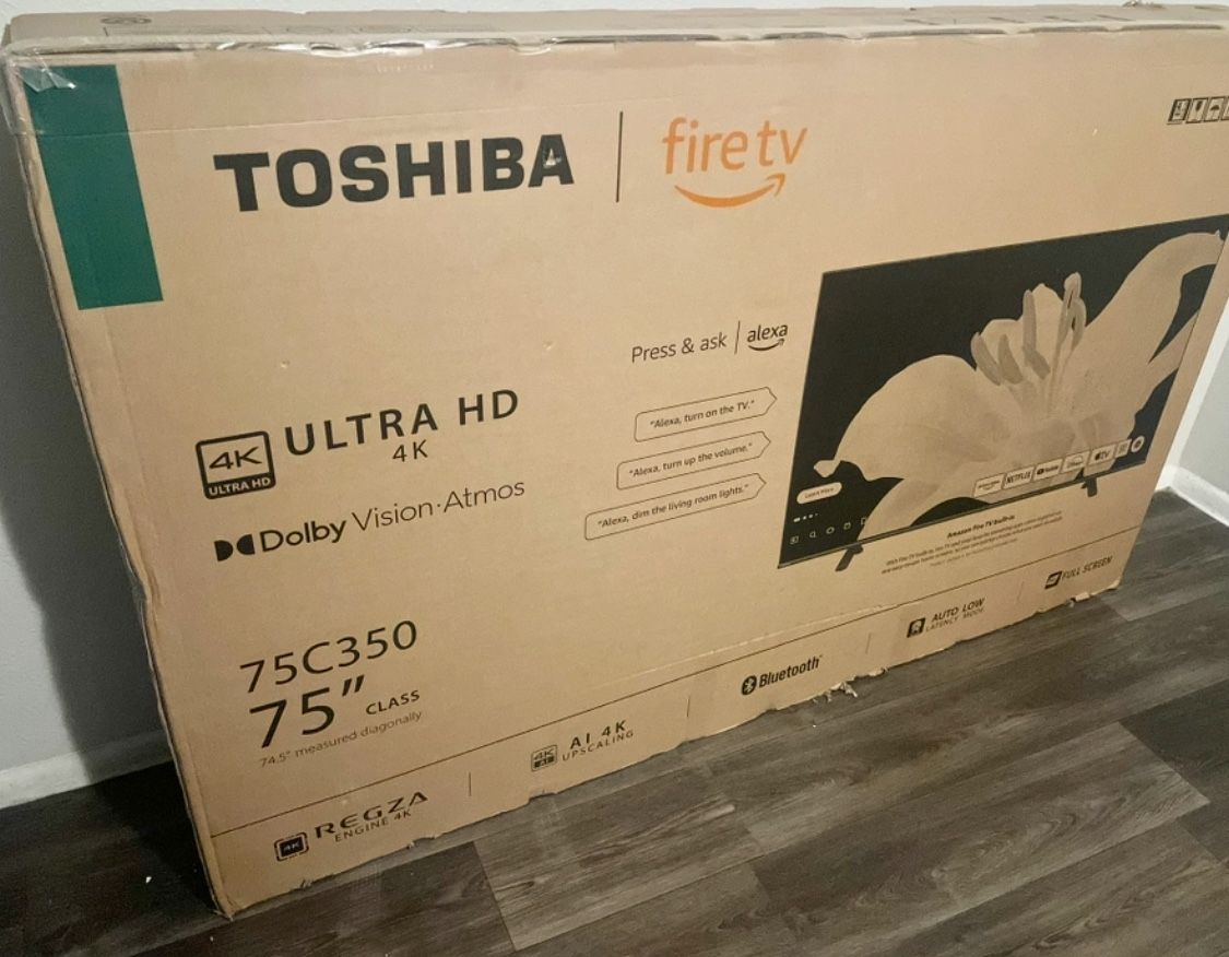 75 Tv Toshiba Smart 4k HDTV In Box 6 Month Warranty. Free Delivery