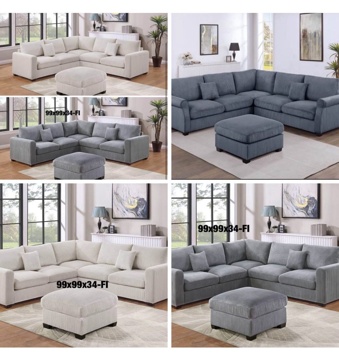 Sectional With Ottoman Set