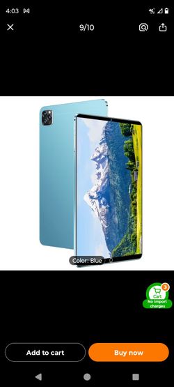 Blue Android Tablet with Full-Screen Display