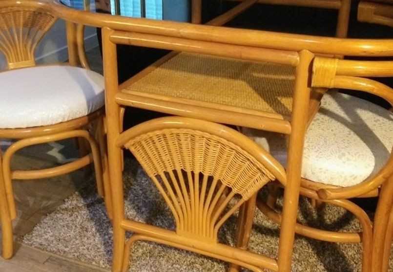 Vintage Rattan Honeymoon Dinette Set