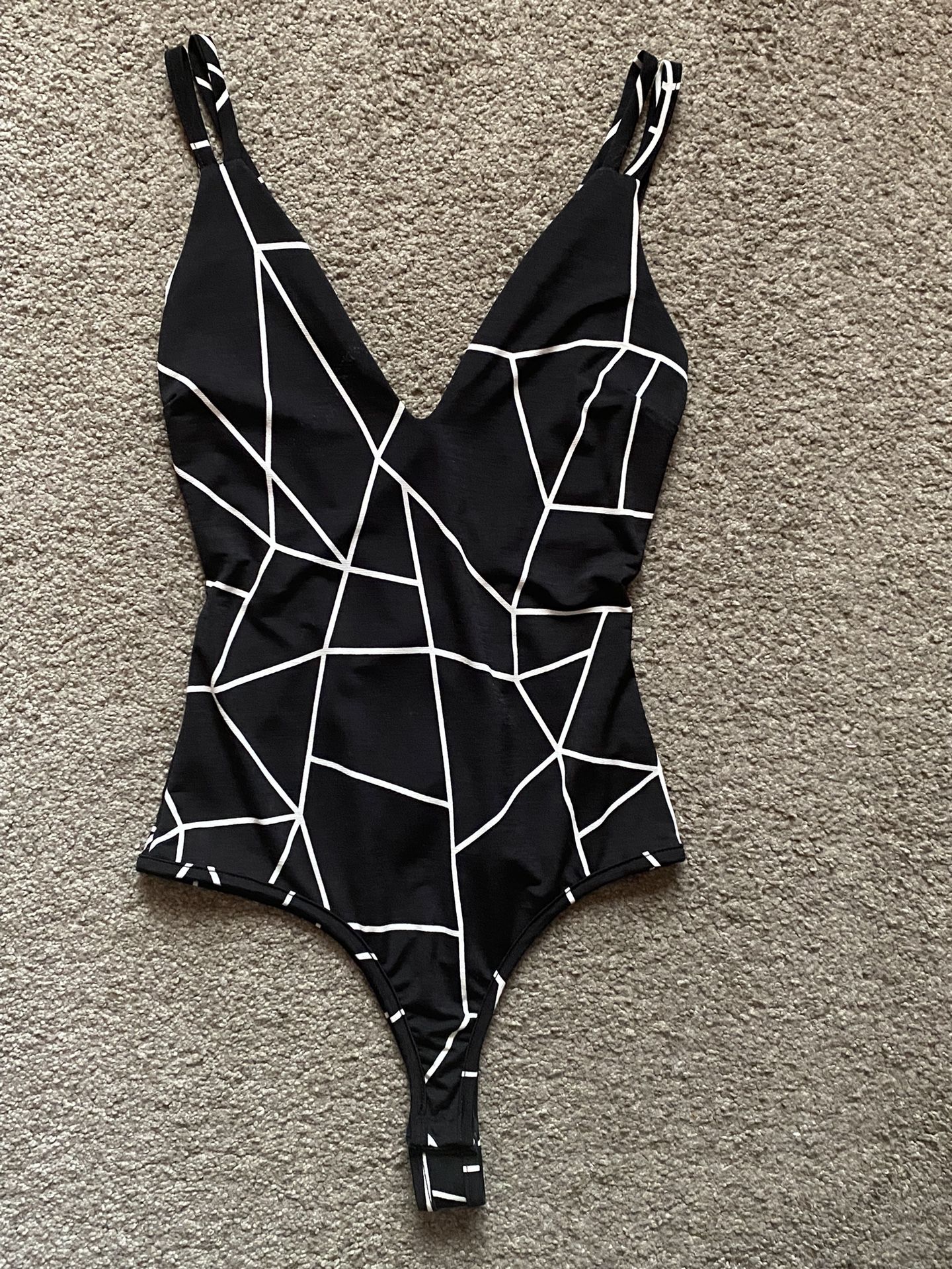Black And White Bodysuit Top Size Small
