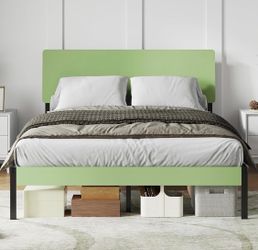 Novilla Queen Bed Frame with Modern Wooden Headboard, Easy Assembly & Noise-Free, Under-Bed Storage, Sturdy Metal Platform for Bedroom & Guest Room, N