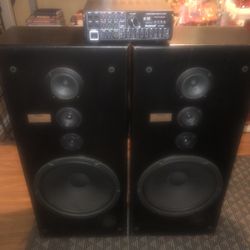 Pioneerr 41 Inch Height 18 Inch Width  10 Inch Depth Front Speakers/ Sunbuck  2000W HIFI Power Amplifier Stereo Bluetooth   And Remote/ Mic