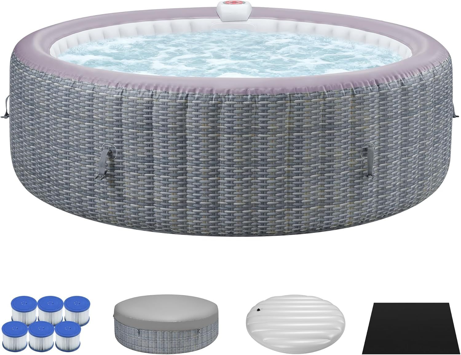 Inflatable Hot Tub Spa Set, Outdoor Bubble Massage Portable Hot Tubs with 130 Soothing Jets
