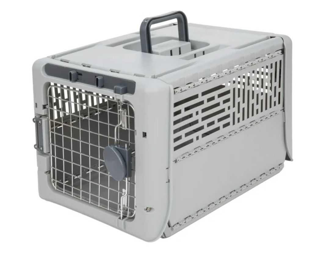 SportPet Designs, Dog Kennels, 19" Collapsible Plastic Pet Kennel, Gray, Small, 1 Piece