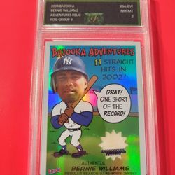 2004 Bazooka Bernie Williams Adventures JERSEY Relic 18/25  EJE NM-MT 8