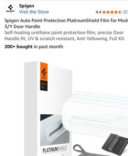 tesla Spigen Auto Paint Protection PlatinumShield Film for tesla Model 3/Y Door Handle Self-healing urethane paint protection film, precise Door Handl