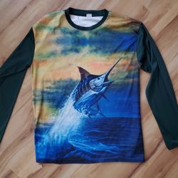 Fishing Blue Marlin Shirt Long Sleeve Sun Protection Like Guy Harvey 