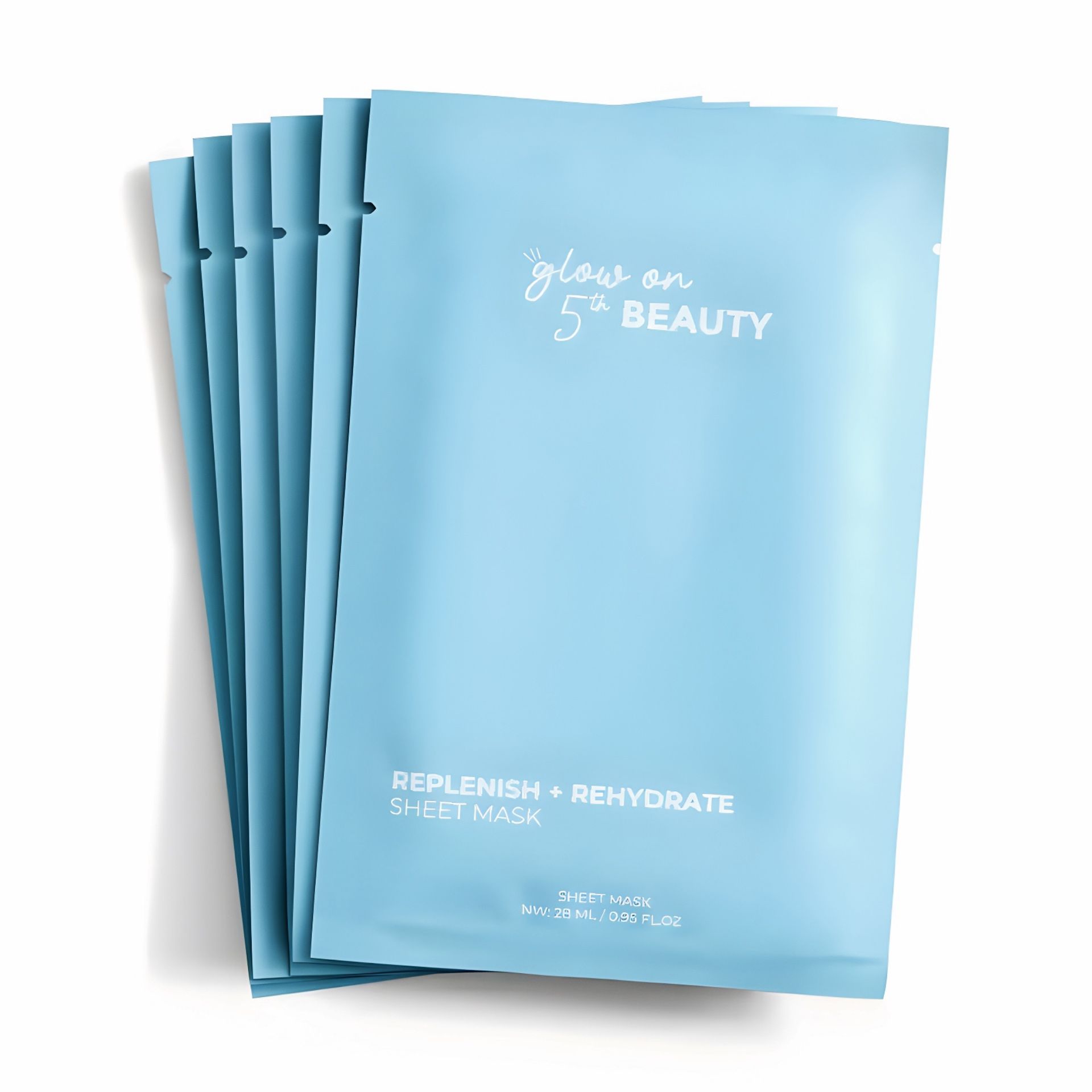 Nib Glow On 5th Replenish + Rehydrate Sheet Mask Set - New In Box 6 Ct