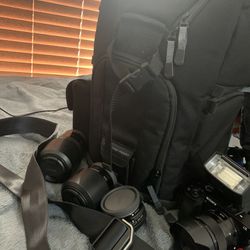 A6000 + lenses + external flash + bag + accessories and extra batteries