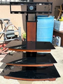 Wooden tv stand with glass