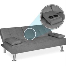 NEW! Modern fabric futon couch sofa bed - Dark grey 