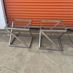 Metal And Glass Living Room Side Tables 