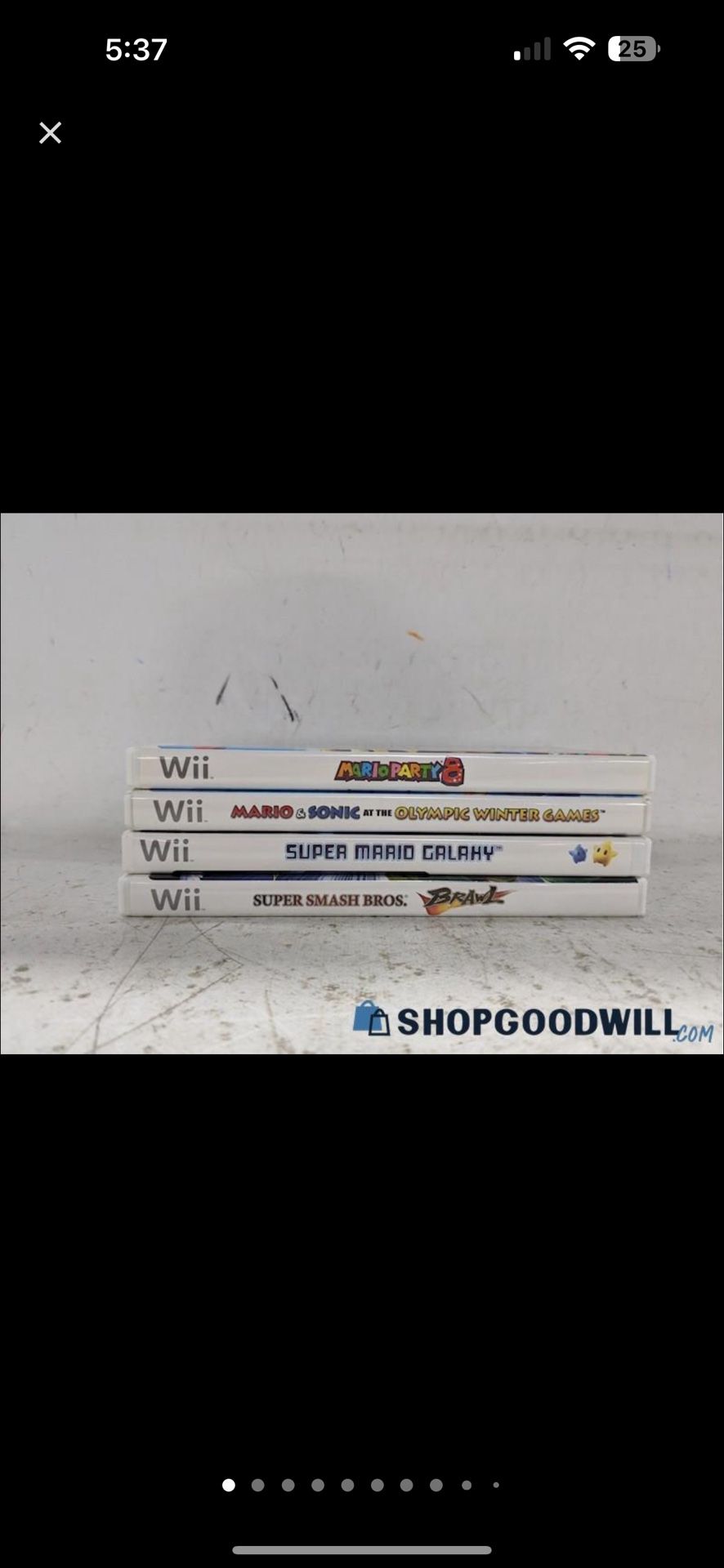 4 Nintendo Wii Games Mario Party 8 Super Smash Bros Brawl Mario Super Mario Galaxy & Sonic