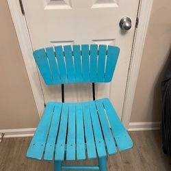 Teal Wooden Stool