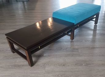 Vintage MCM Edward Wormley for Dunbar Bench with Built-in Side Table